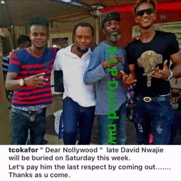 Late Nollywood Actor, David Nwajei (Davosky) Set To Be Buried On Saturday In Benin
